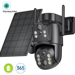 Camera Năng Lượng Mặt Trời WiFi 4K 8MP Camera Giám Sát IP Không Dây Ngoài Trời Camera An Ninh Hoạt Động Bằng Pin Với Bảo Vệ Ứng Dụng iCsee