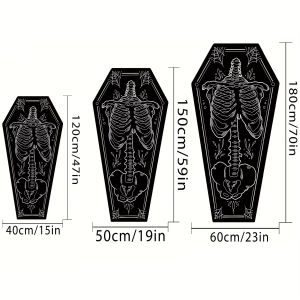 VIKAMA Gothic Họa Tiết Xương Khung Thảm Mềm Mại Chống Trơn Trượt Phòng Khách Trang Trí Phòng Ngủ Halloween DIY Diablo Phong Cách Polyester Sàn