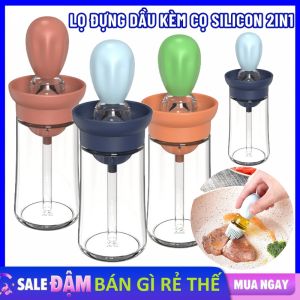 Lọ Đựng Dầu Ăn 2in1 - Bình Thủy Tinh Đựng Dầu Ăn Kèm Cọ Quét Dầu Silicon Chịu Nhiệt Tiện Lợi - Bình Rót Dầu - Chai Đựng Dầu Chai Thủy Tinh Đựng Dầu Ăn Nước Mắm Xì Dầu 280ml