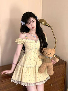 Xzy/Xinzhengyan Slightly Oversized Girls Cute Youth-Looking Floral Strap Dress Womens Summer Waist-Tight Princess Pettiskirt