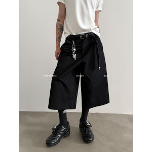 Very Fewest Casual Cotton Suit Shorts A-Line Wide Leg Seven-Foot Pants Neutral Design Summer Fashion Urban Style Pure Color