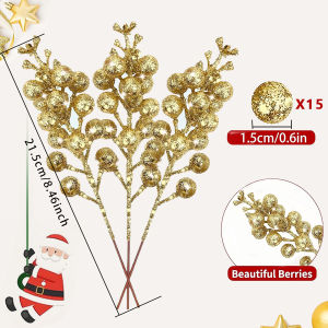 5-30PCS Christmas Glitter Berries Stems Artificial Fruit Berry Branches Picks Home Wedding Party DIY Christmas Tree Crafts