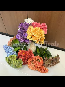 Hydrangea Bouquet Artificial Flower 5 Head Big Hydrangea Silk Flowers for Home Wedding Party Decorative Multicolor