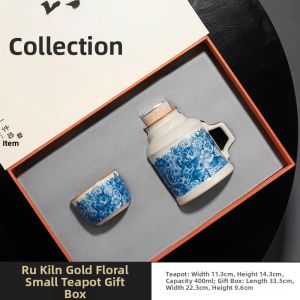 Gold Ten Thousand Flowers Yuraku Tea Pot Gift Box