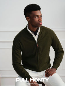 Baseball Collar Zipper Wool Knit Sweater