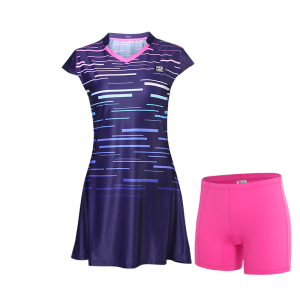 Sports Dress Summer Womens New Professional Badminton Skirt V-neck Quick-Drying Tennis Skirt Large-Sized Skirt