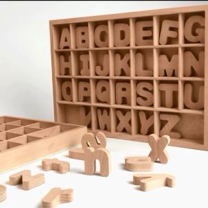 Montessori Wooden 26 Letters Alphabets Wooden Box Early Education and Development Toys Teaching Aids