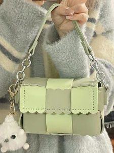 Handcrafted Pillow Shaped Shoulder Bag Womens Fashion Small Square Bag Magnetic Closure Artificial Leather Casual Style