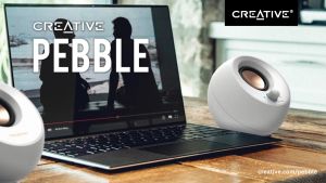 Creative Pebble (MF1680) 2.0 USB-Powered Desktop Speakers White Black with Far-Field Drivers and Passive Radiators for Pcs and Laptops