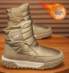 Snow Boots Mens Winter Outdoors Waterproof Fur One down Cotton Boots Fleece Lined Padded Warm Keeping Northeast China Cotton Shoes