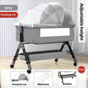 SG SELLER~Baby Portable Bassinet for Baby with Storage Basket Lockable Wheels Adjustable Baby Cot