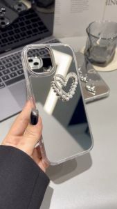 [ส่งจากไทย+COD]เคสโทรศัพท์กระจกขอบใสสำหรับ iPhone 11 15 16 Pro Max ไอโฟน 14 13 12 Pro Max X XR XS Max เคสสองปุ่มชุบกันกระแทกหรูหรากระจกเต็มเคสซิลิโคนชุบ Soft TPU ฝาค