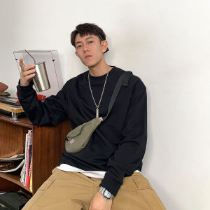 Áo Thun Nam Dài Tay Màu Trơn Mùa Xuân Thu Thường Ngày Cỡ Lớn Đơn Giản Lót Áo Bên Trong Tay Dài Cổ Tròn Cotton Thoáng Khí