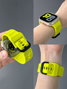 สายนาฬิกาออกกำลังกาย ProBefit ยางซิลิโคนระบายอากาศได้ดีสำหรับ Apple Watch S11 Wave Pattern สีเขียวไฟลูกโป่ง Ultra Soft สำหรับผู้ชายและผู้หญิง