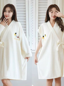 Bộ Đồ Bơi Lông Cừu San Hô Mùa Hè 2025 Mới Cho Nữ Áo Choàng Tắm Ngắn Nhanh Khô Cỡ Lớn Khăn Tắm Đồ Ngủ Thoải Mái