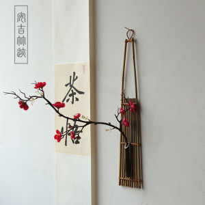 Wall-Mounted Flower Container Black Bamboo Rattan Woven Flowerpot Japanese Style Flower Road Wall Floral Decoration Zen Pendant Vintage Vase
