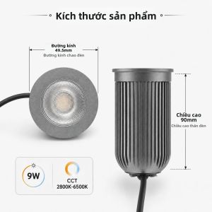 Đèn LED Âm Trần JOYINLED 9W Điều Chỉnh Độ Sáng Không Cấp Độ 2800-6500K Bóng Đèn Cố Định D49.5mm Dùng Trong Nhà Điện Áp AC 90-265V