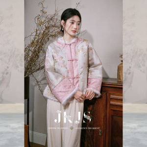 JK&JS | Gold Thread Embroidery Water Mink Buttoned Coat Winter Thickening New Chinese Style Coat