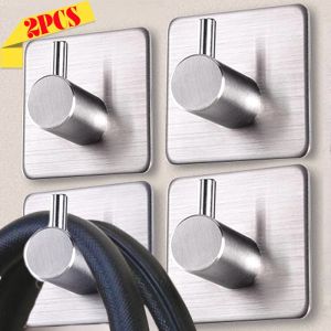 10/2ชิ้น ตะขอติดผนังแบบมีกาวในตัว / ตะขอติดผนังสแตนเลสแบบใช้งานหนัก / ที่แขวนผ้าเช็ดตัว / ที่แขวนของในห้องน้ำและห้องครัว