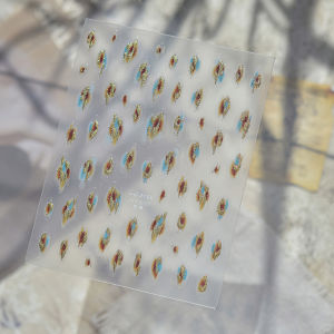 Retro Leopard Print Nail Stickers 3D Embossed Brown Blue Gold Foil Pattern Self-adhesive Nail Decoration Sticker Accessories DIY