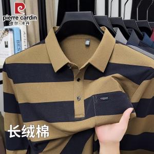 Áo Thun Polo Pierre Cardin Nam Tay Dài Thường Ngày Sọc Cổ Polo Vải Cotton Thương Hiệu Pierre Cardin Mùa Thu 2025