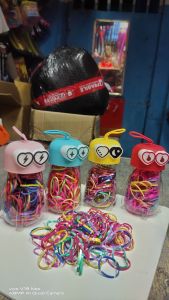 San Rio Set - Vibrant Multi-color Rubber Bands in Adorable Bottle Hair Accessories