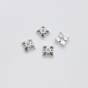Handmade DIY Alloy Silver Flower Cap Spacer Bead Jewelry Material Accessories for Bracelet Necklace Stringing Cord Crafting