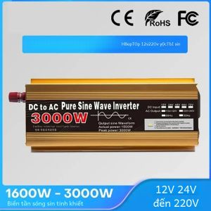 Biến Tần Sóng Sin Thuần TTAKA7 Bán Chạy 12V 220V 1600W-3000W Đa Chức Năng Tích Hợp Ổ Cắm Dùng Cho Ô Tô Năng Lượng Mặt Trời