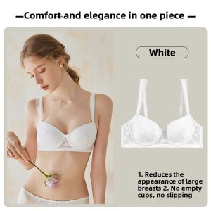 French Style Supportive Gathered Minimizing Bras Lace Soft Steel Ring