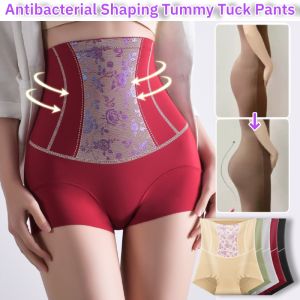 High Waist Anti-Bacterial Shaping Tummy Tuck Pants Plus Size Butt Lifting Slimming Underwear Seamless Double Layer Briefs