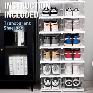 STON Foldable Shoe Rack Organizer Space-Saving Dustproof Shoe Storage Box for Closet Dormitory Home Easy Assembly Lightweight Stackable