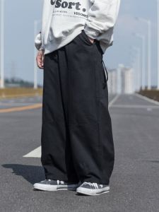 Retro Japanese Style Mens Casual Straight Leg Cotton Work Trousers Loose Fit All Size Wide Leg Pants Versatile Leisure Long Trousers