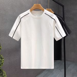 Áo Thun Tay Ngắn Cổ Tròn Sọc Rộng Rãi Màu Khối Thời Trang Xuân Hè Thu Phong Cách Mỹ Cổ Điển Giản Dị Thường Ngày