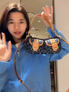 bag for women messenger bag ladies old flower tannin denim ASHTON handbag middle-aged underarm baguette bag mahjong bag shoulder bag CY700 size: 25*10*7cm