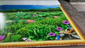 Trang trí phòng làm việc ốp tranh gạch men 5D