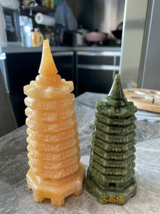 Natural Jade Wen Chang Tower Decorative Figurine Office Desk Top Decorations Chinese Style Building Shape Good Luck Wishes