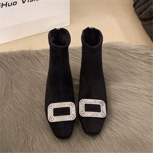 French Style Shortie Buffle Dames Neuf En Diamant Botta Bandeaux Elastics Boots Talons Basses Carrè Head Fournisseur Enface Collerette Crevetta Cheek Boots