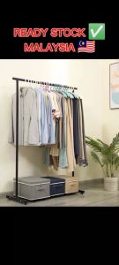 𝗦𝗜𝗠𝗣𝗟𝗘 MODERN STEEL HANGER Coat Floor Bedroom Clothes Storage Drying Rack / Rak Penyangkut Baju Pakaian Besi