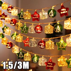 Christmas Tree Ball Electroplated Ball New Year Led Light for Decoration Star Light USB Charge Battery Outdoor Lighting String