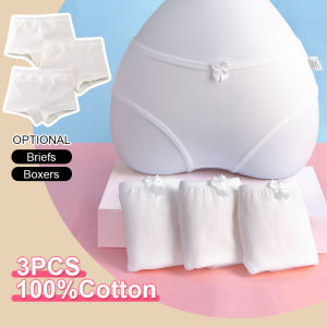 Kuchar 3 cái/lốc quần lót bé gái quần lót cotton Quần lót trẻ em màu trắng trơn ngắn