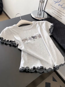 Sweet And Spicy Cat Print T-Shirt Short Sleeve round Neck Womens Summer Slimming Top Korean Style Commute Fashion Casual Wear