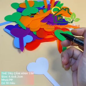 Sét 50 thẻ cắm name tag hình trái tim nhựa PP cao cấp dùng ghi nhớ tên giống cây size 4.6x8.2cm ( xem trong mô tả )
