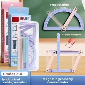 JIFANPAUL | Magnetic Geometry Demonstrator for Grades 2-4 Math Teaching Aids with Parallelogram Triangle and Adjustable Angle Frame
