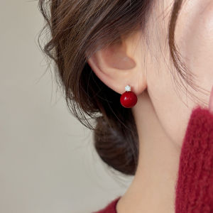 Pianist | Anti-Allergy Zircon Red Pearl Earrings