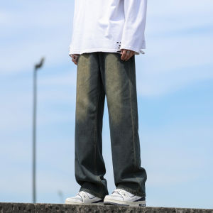 กางเกงยีนส์ทรงหลวมสไตล์ย้อนยุคสำหรับผู้ชาย ทรงตรง ทรงหลวม กางเกงขายาวลำลอง ฤดูใบไม้ร่วง 2025 แบรนด์ Tonlion