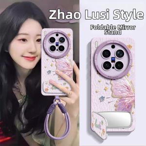 All-round Oil Painting Silicone Phone Case With Mirror Stand And Lanyard