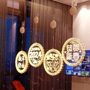[Ready Stock]Cny Decoration 2026 Led Lights New Year Luminous Blessing Pendant Chinese New Year Wall Decoration