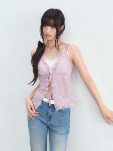 Weekend hub | Layered Lace Camisole Top Set Purple