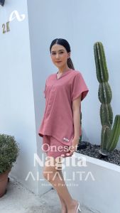 Altalita - One Set Cringkle Airflow Celana Pendek Premium Setelan Baju Tidur Wanita Dewasa Kekinian Jumbo