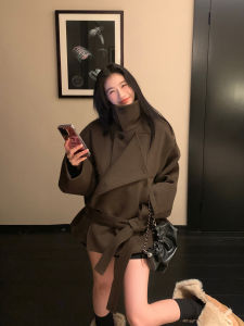 Elegant Retro Short Wool Coat Green